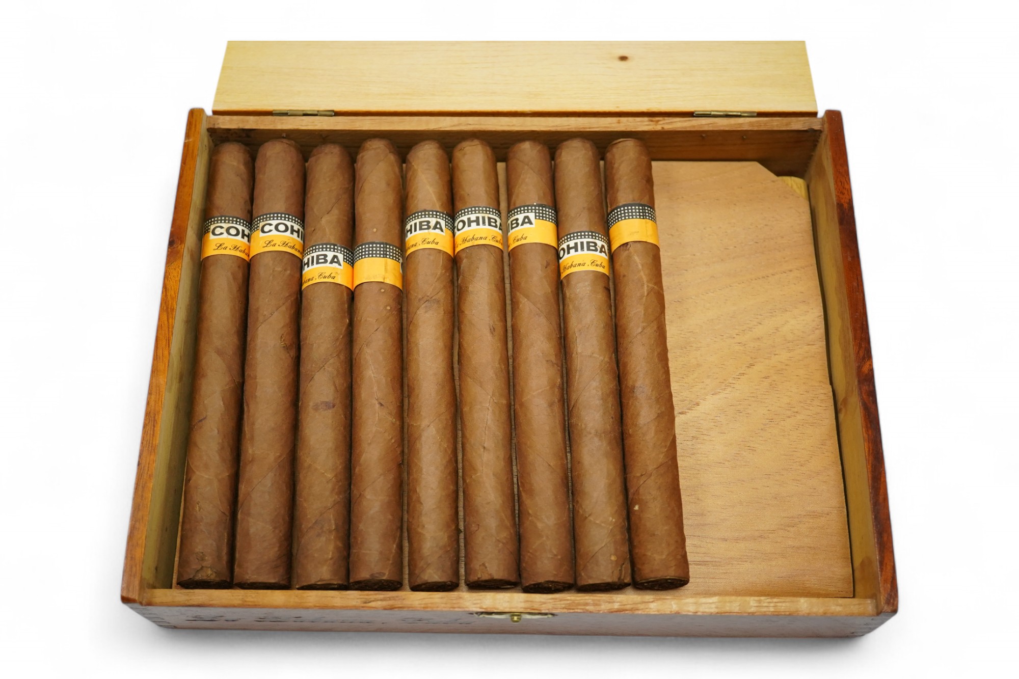 Cased cigars: Cohiba Esplendidos, twenty-one total. Condition - unknown storage